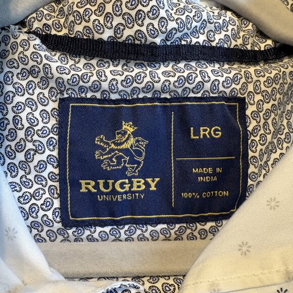 RUGBY University Ralph Lauren White Printed Short Sleeve Shirt Men's Size L - Picture 3 of 4